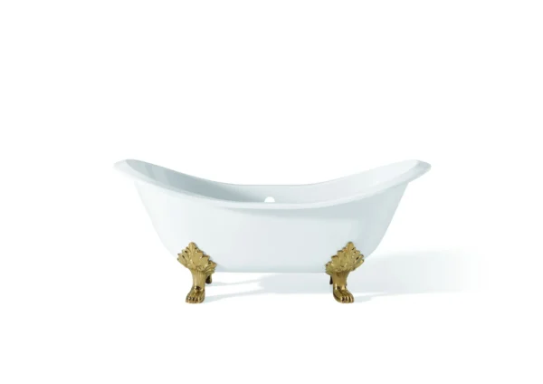 Chevoit Regency Tub in White with Gold Lion Feet